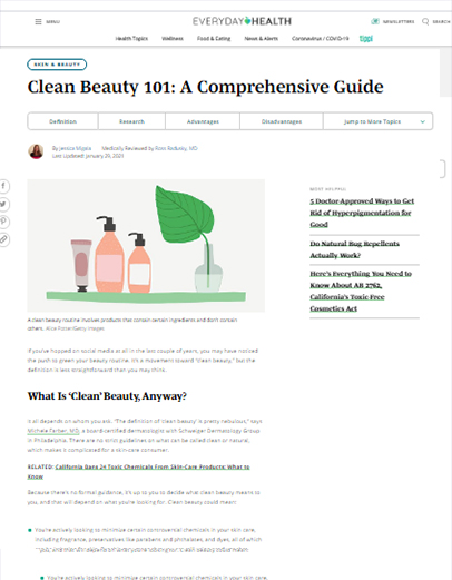 Dr. Baxt quoted in Everyday Health, Clean Beauty 101: A Comprehensive Guide